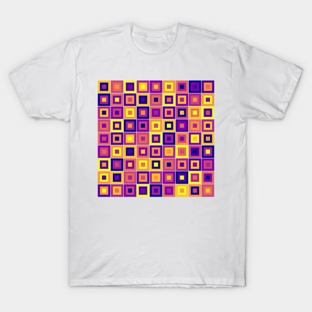 Abstract Square Geometric | Pop Fashion Modern Fusion Layered Blue Red Yellow Regular T-Shirt by aRtVerse